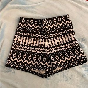 Black and white aztec shorts